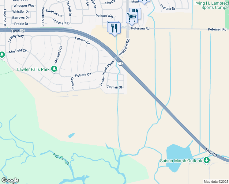 map of restaurants, bars, coffee shops, grocery stores, and more near 1456 Whitby Way in Suisun City