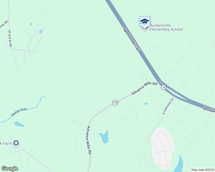 map of restaurants, bars, coffee shops, grocery stores, and more near 394-448 Advance Mills Road in Ruckersville