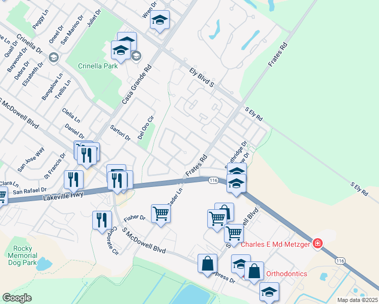 map of restaurants, bars, coffee shops, grocery stores, and more near 1553 Rio Nido Court in Petaluma