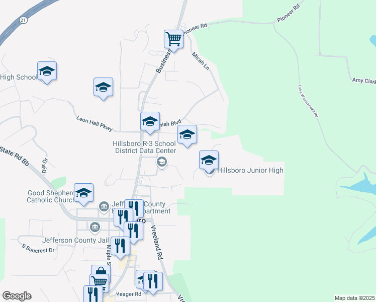 map of restaurants, bars, coffee shops, grocery stores, and more near 13 Hawk Drive in Hillsboro
