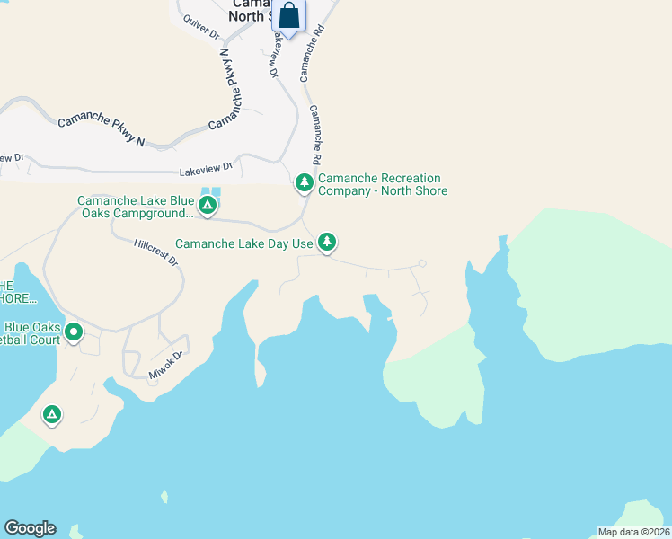 map of restaurants, bars, coffee shops, grocery stores, and more near Camanche Road in Ione