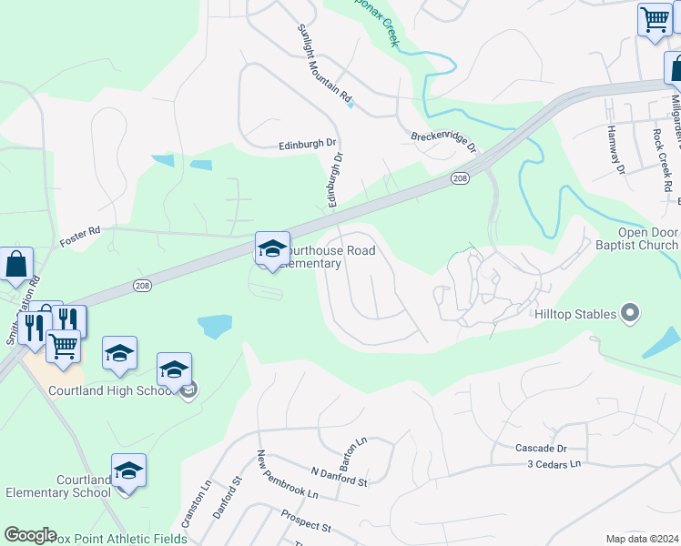 map of restaurants, bars, coffee shops, grocery stores, and more near 6126 Crown Grant Drive in Spotsylvania Courthouse