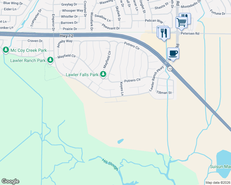 map of restaurants, bars, coffee shops, grocery stores, and more near in Suisun City