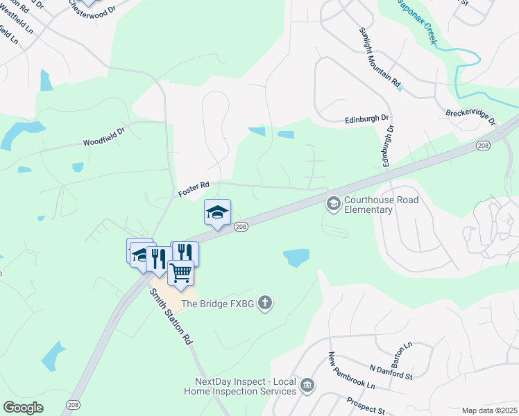 map of restaurants, bars, coffee shops, grocery stores, and more near 9858 Courthouse Road in Spotsylvania