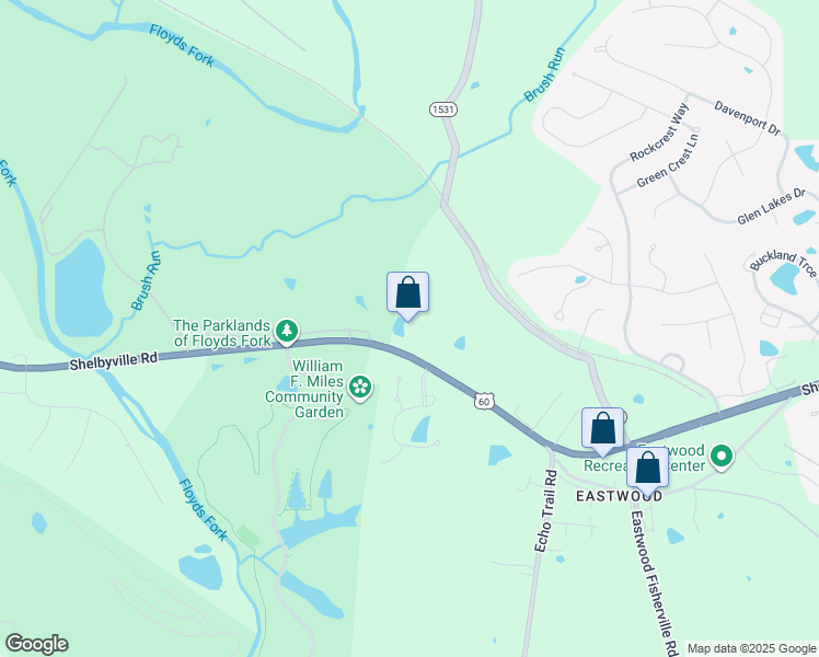 map of restaurants, bars, coffee shops, grocery stores, and more near 15811 Shelbyville Road in Louisville