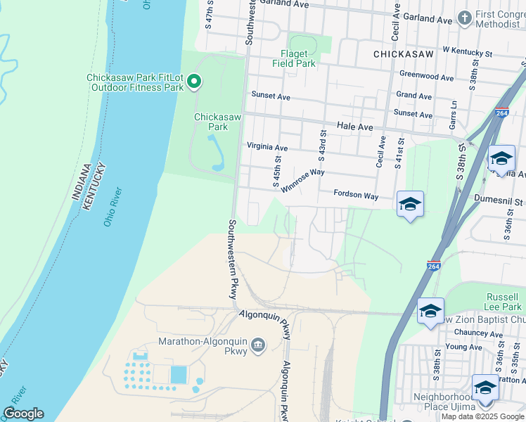 map of restaurants, bars, coffee shops, grocery stores, and more near 4430 Winnrose Way in Louisville