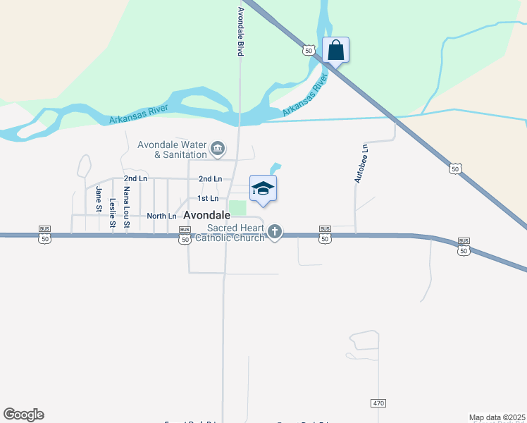 map of restaurants, bars, coffee shops, grocery stores, and more near 213 U.S. 50 Business in Avondale
