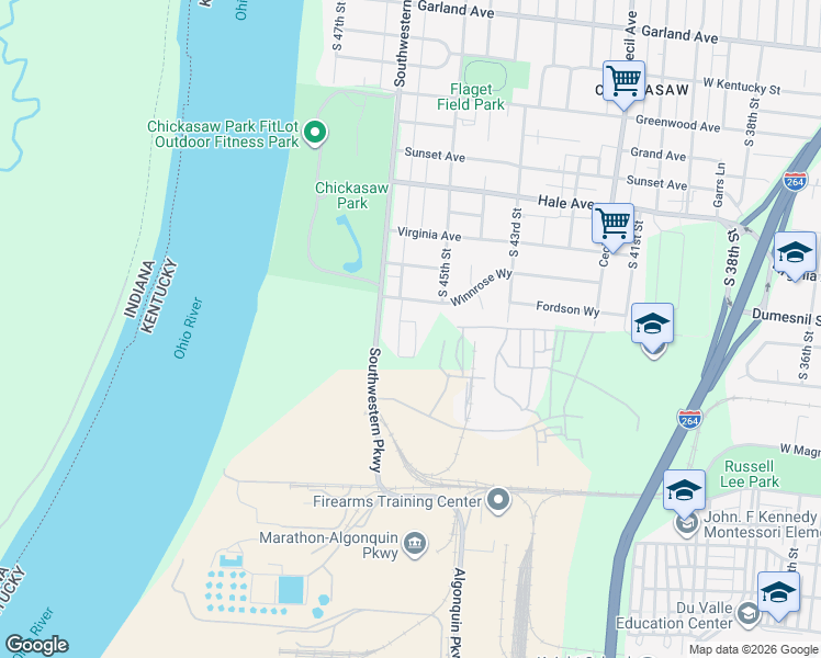 map of restaurants, bars, coffee shops, grocery stores, and more near 4522 Winnrose Way in Louisville