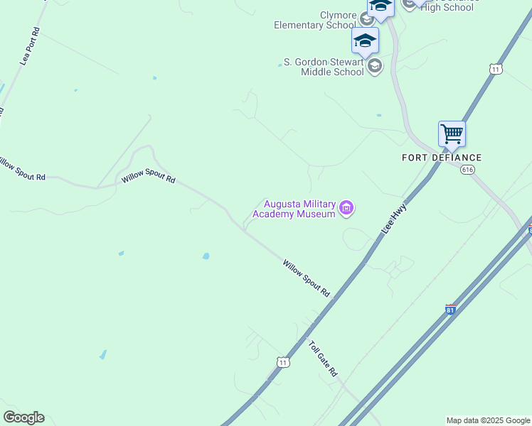 map of restaurants, bars, coffee shops, grocery stores, and more near 149 Willow Spout Road in Augusta County