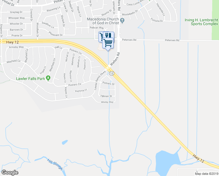 map of restaurants, bars, coffee shops, grocery stores, and more near 1408 Trainor Court in Suisun City