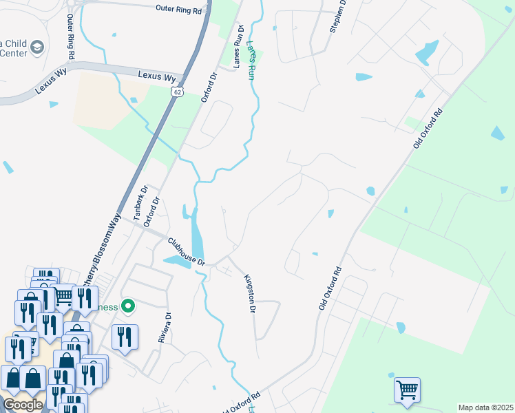 map of restaurants, bars, coffee shops, grocery stores, and more near 176 Clubhouse Drive in Georgetown