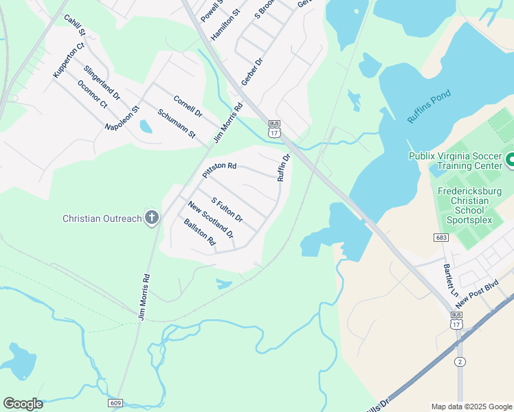 map of restaurants, bars, coffee shops, grocery stores, and more near 10105 Sharon Springs Drive in Fredericksburg