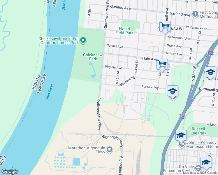map of restaurants, bars, coffee shops, grocery stores, and more near 4522 Winnrose Way in Louisville