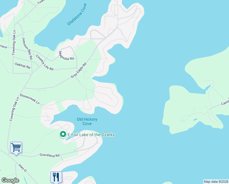 map of restaurants, bars, coffee shops, grocery stores, and more near Sheldon Point Road in Gravois Mills
