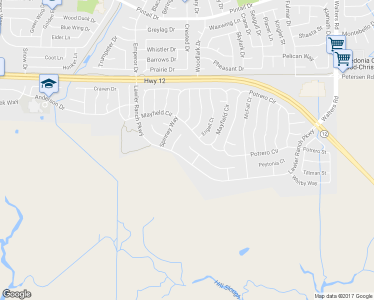map of restaurants, bars, coffee shops, grocery stores, and more near 1039 Fennie Court in Suisun City