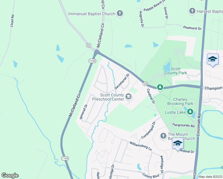 map of restaurants, bars, coffee shops, grocery stores, and more near 125 Secretariat Street in Georgetown