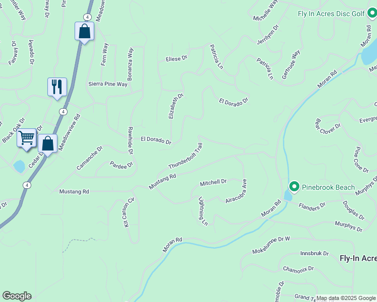 map of restaurants, bars, coffee shops, grocery stores, and more near 1870 Thunderbolt Trail in Arnold