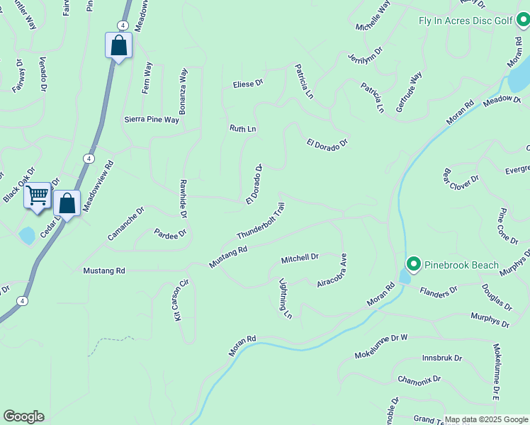 map of restaurants, bars, coffee shops, grocery stores, and more near 1870 Thunderbolt Trail in Arnold
