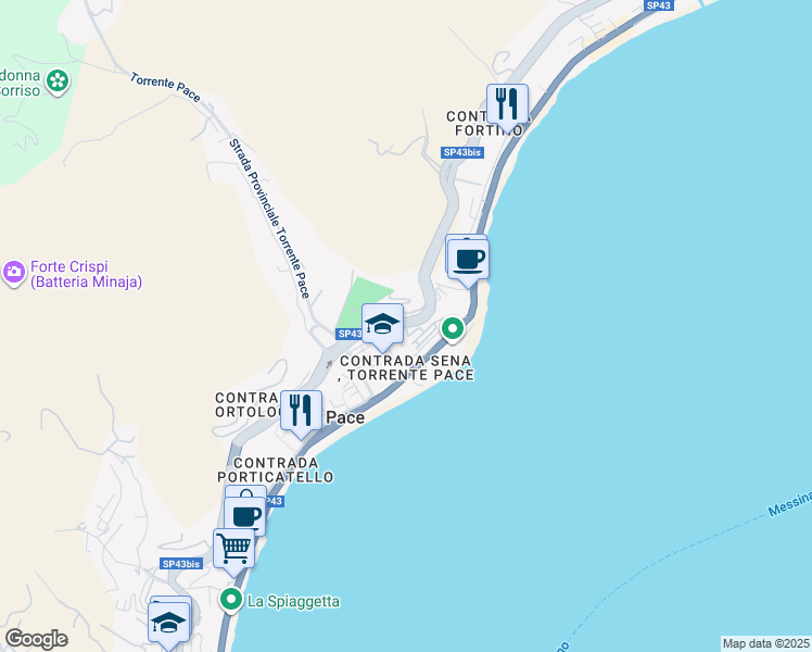 map of restaurants, bars, coffee shops, grocery stores, and more near 3204 SP43bis in Messina