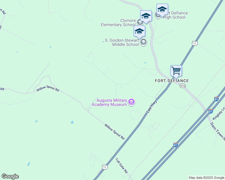 map of restaurants, bars, coffee shops, grocery stores, and more near 162 Chetola Trail in Augusta County