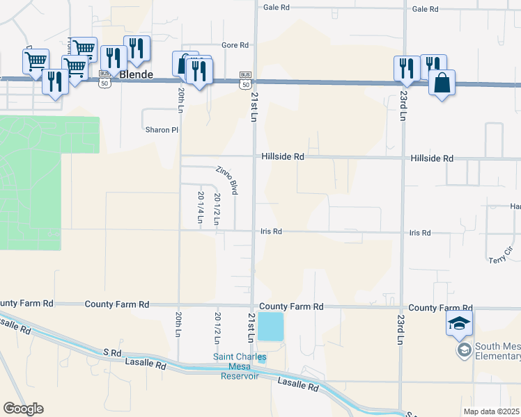 map of restaurants, bars, coffee shops, grocery stores, and more near 1232 21st Ln in Pueblo