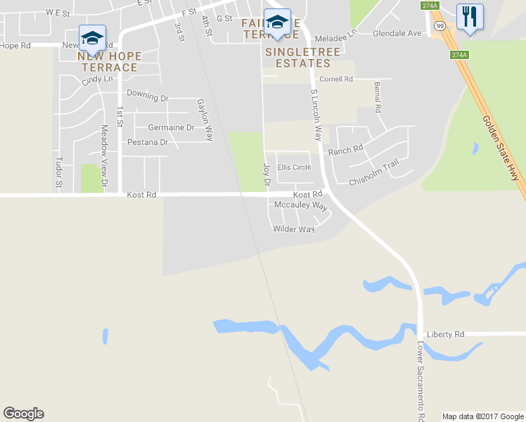 map of restaurants, bars, coffee shops, grocery stores, and more near 1212 Wilder Way in Galt