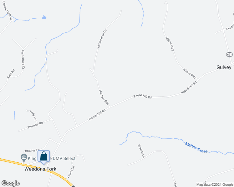 map of restaurants, bars, coffee shops, grocery stores, and more near 13601 Round Hill Road in King George