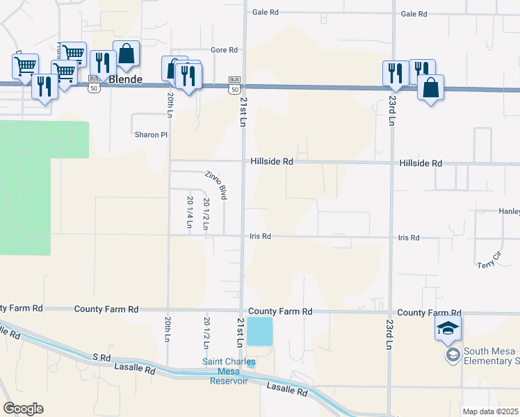 map of restaurants, bars, coffee shops, grocery stores, and more near 1232 21st Lane in Pueblo