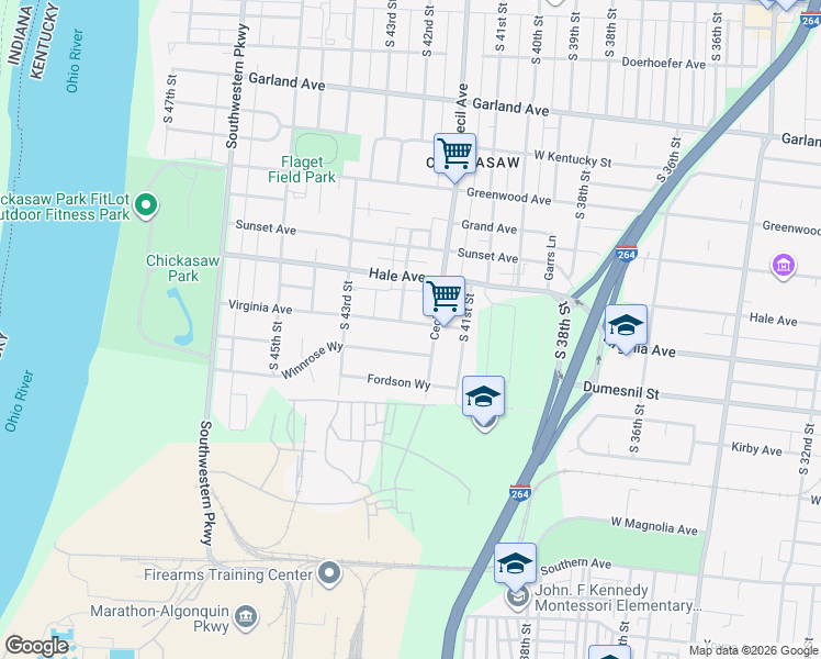 map of restaurants, bars, coffee shops, grocery stores, and more near 1208 Cecil Avenue in Louisville