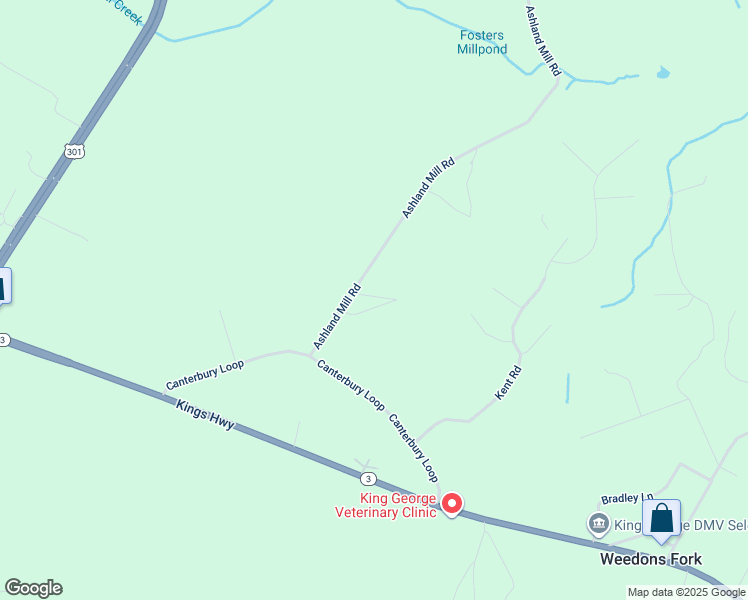 map of restaurants, bars, coffee shops, grocery stores, and more near 12449 Ashland Mill Road in King George