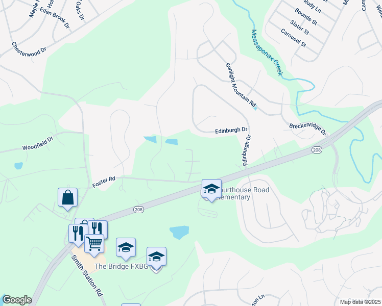 map of restaurants, bars, coffee shops, grocery stores, and more near 10200 Mill Creek Drive in Spotsylvania Courthouse