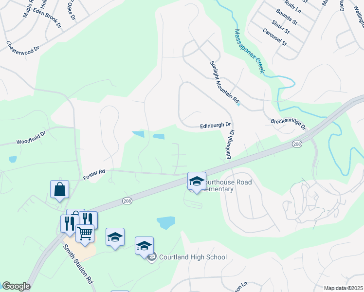 map of restaurants, bars, coffee shops, grocery stores, and more near 10203 Mill Creek Drive in Spotsylvania