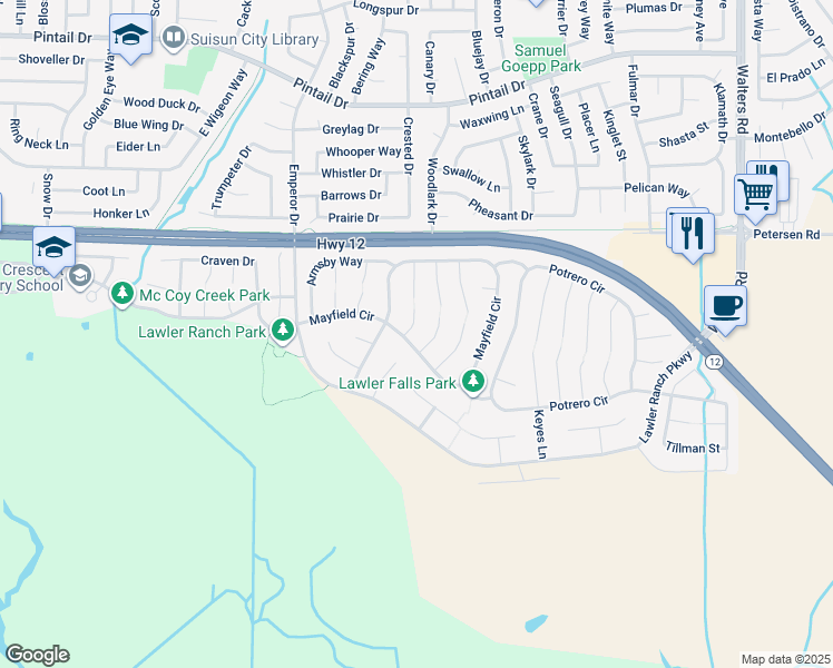 map of restaurants, bars, coffee shops, grocery stores, and more near 311 Childs Court in Suisun City
