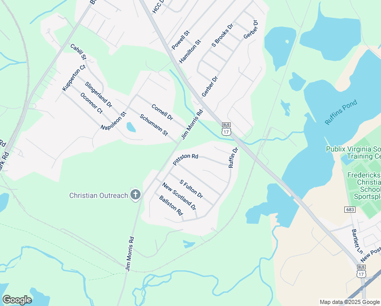 map of restaurants, bars, coffee shops, grocery stores, and more near 2421 Pittston Road in Fredericksburg