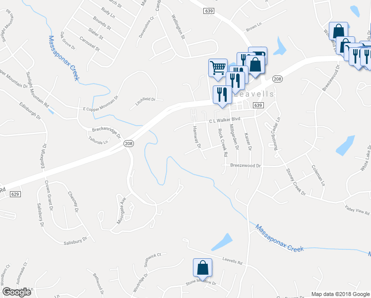 map of restaurants, bars, coffee shops, grocery stores, and more near 115 Marks Court in Fredericksburg