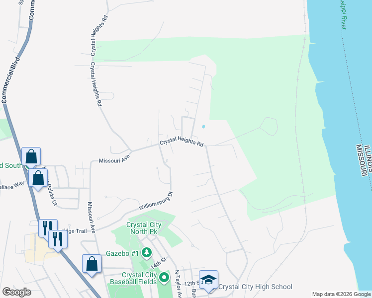 map of restaurants, bars, coffee shops, grocery stores, and more near 1405 Crystal Heights Road in Crystal City