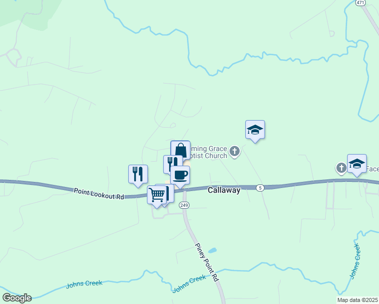map of restaurants, bars, coffee shops, grocery stores, and more near 44917 Canvas Back Drive in Callaway
