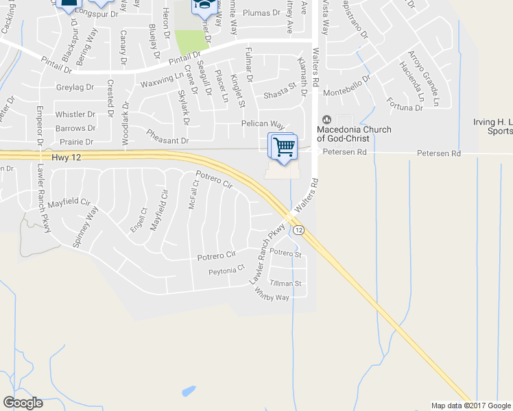 map of restaurants, bars, coffee shops, grocery stores, and more near 1305 Redinger Court in Suisun City