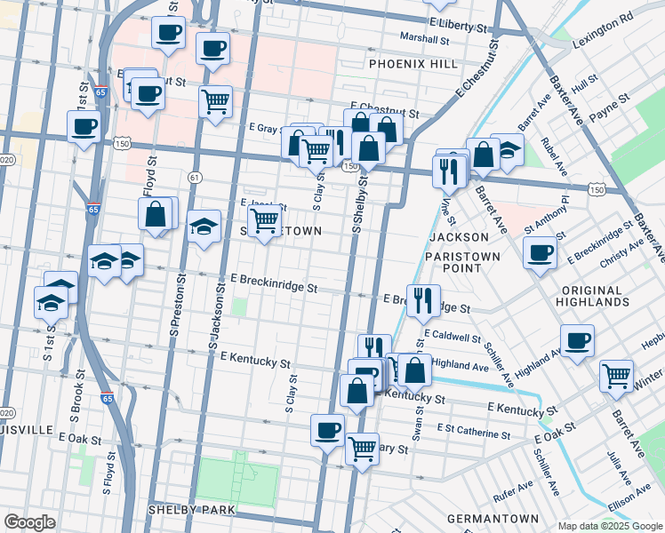 map of restaurants, bars, coffee shops, grocery stores, and more near 713 Henry Firpo Street in Louisville