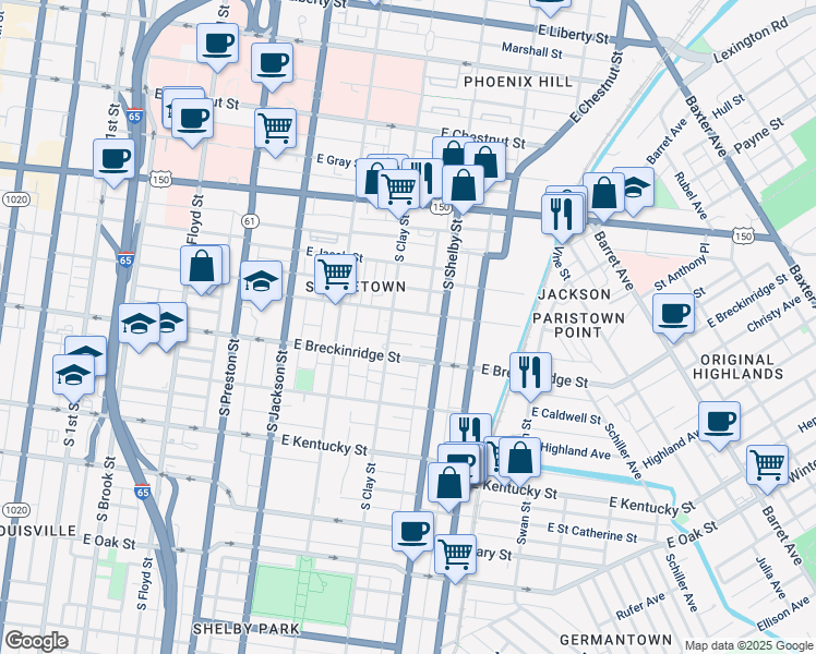 map of restaurants, bars, coffee shops, grocery stores, and more near 713 Henry Firpo Street in Louisville