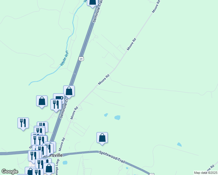 map of restaurants, bars, coffee shops, grocery stores, and more near 121 Abe Road in Ruckersville