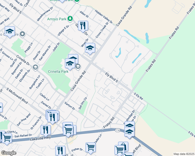 map of restaurants, bars, coffee shops, grocery stores, and more near 1736 Spyglass Road in Petaluma