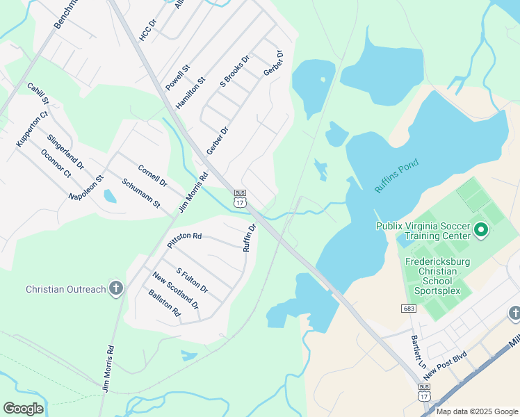 map of restaurants, bars, coffee shops, grocery stores, and more near 2300 Drake Lane in Fredericksburg