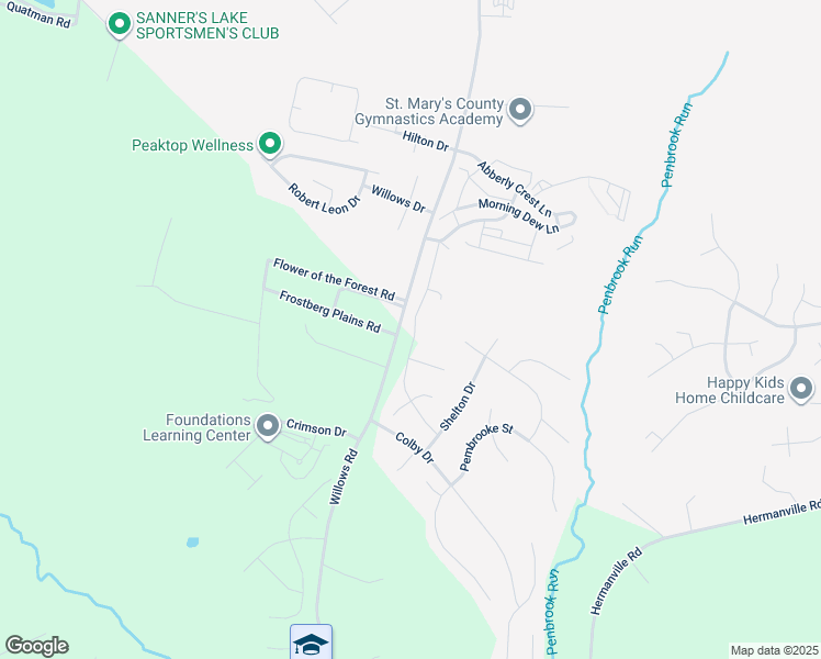 map of restaurants, bars, coffee shops, grocery stores, and more near 21005 Rowan Knight Drive in Lexington Park
