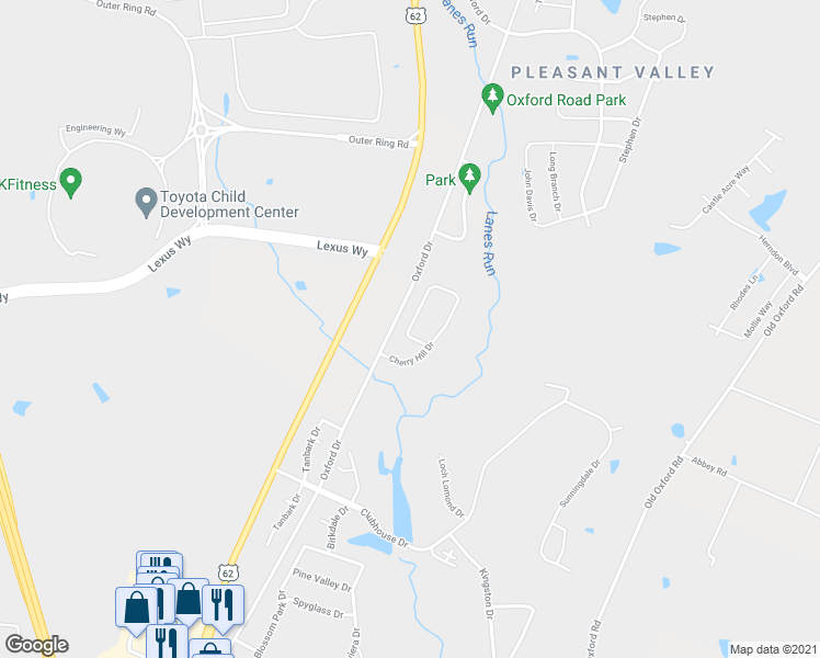 map of restaurants, bars, coffee shops, grocery stores, and more near 159 Cherry Hill Drive in Georgetown