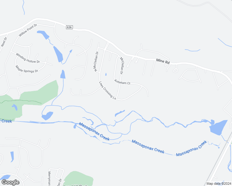 map of restaurants, bars, coffee shops, grocery stores, and more near 3204 McClellan Drive in Fredericksburg