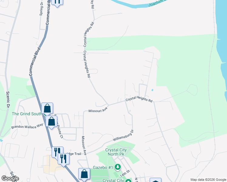 map of restaurants, bars, coffee shops, grocery stores, and more near 1466 Crystal Heights Road in Crystal City