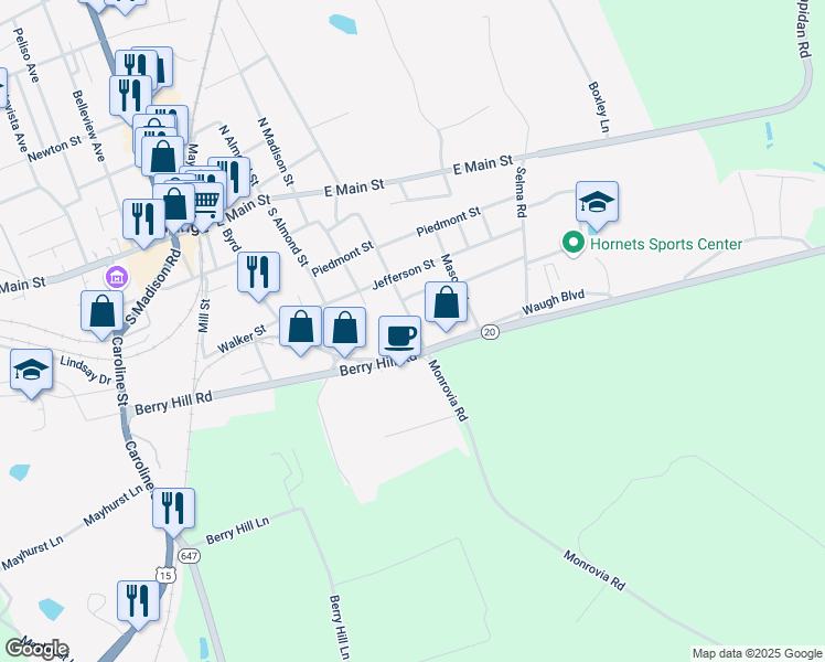 map of restaurants, bars, coffee shops, grocery stores, and more near 246 Blue Ridge Drive in Orange