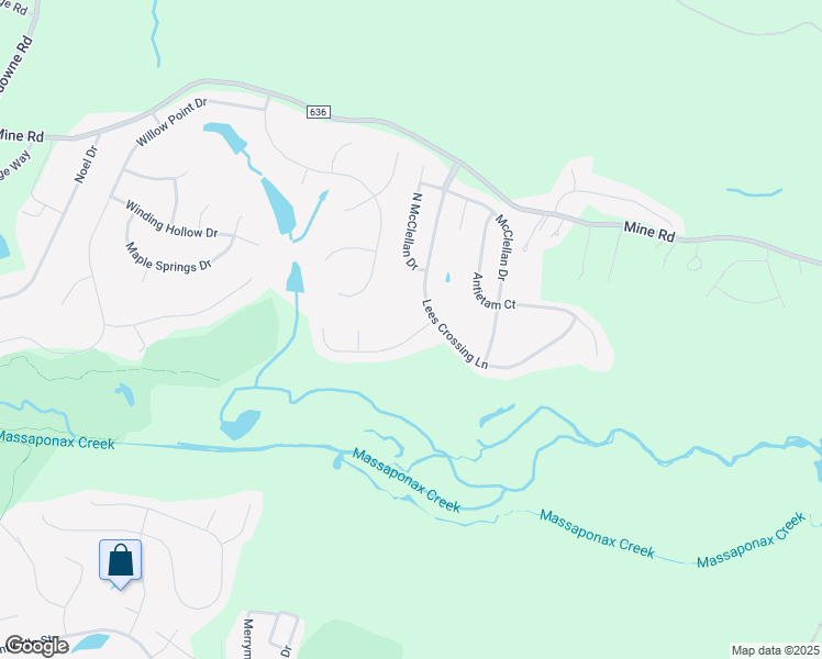 map of restaurants, bars, coffee shops, grocery stores, and more near 3633 Carolina Court in Fredericksburg