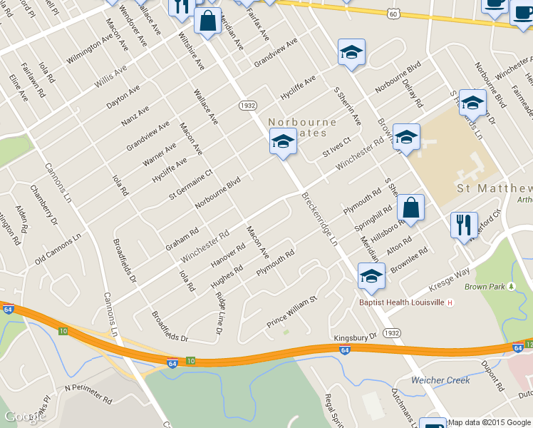 map of restaurants, bars, coffee shops, grocery stores, and more near 3708 Winchester Rd in Louisville